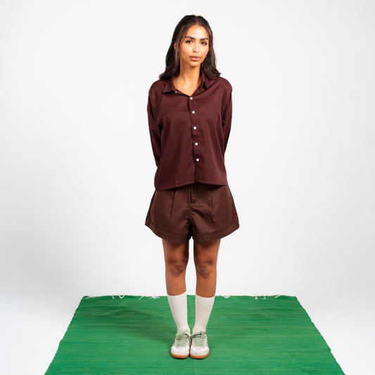 Boxer Pleated Shorts - Brown