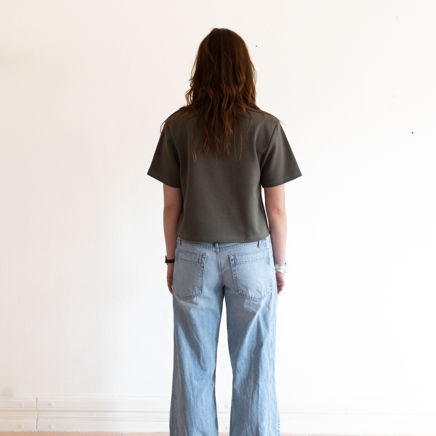 Boxy Cropped Tee - Olive