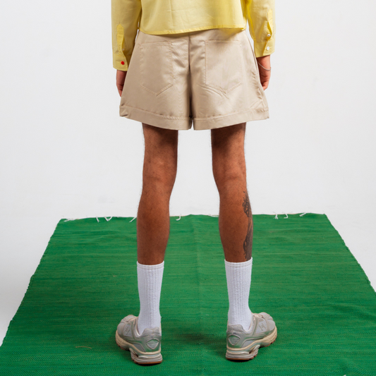 Boxer Pleated Shorts - Beige