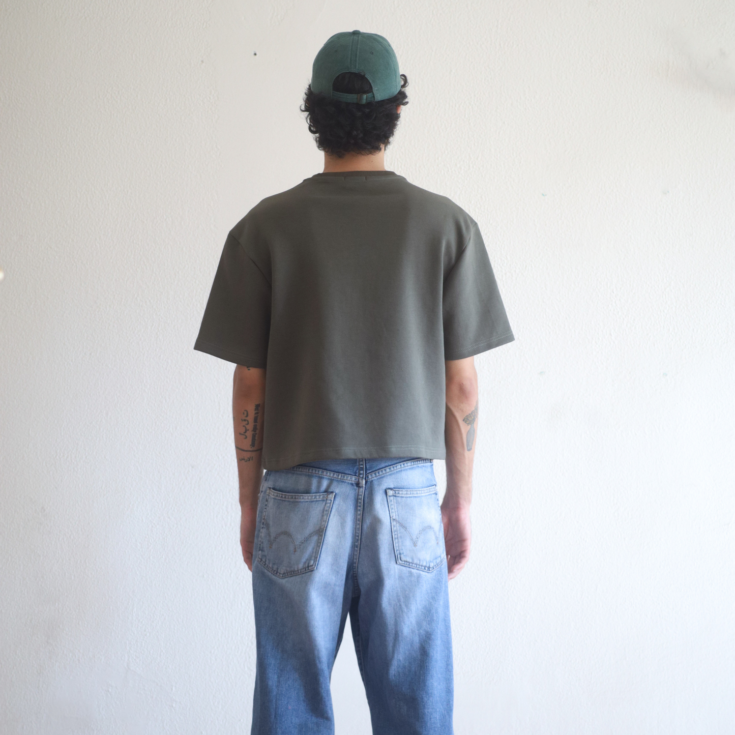 Boxy Cropped Tee - Olive