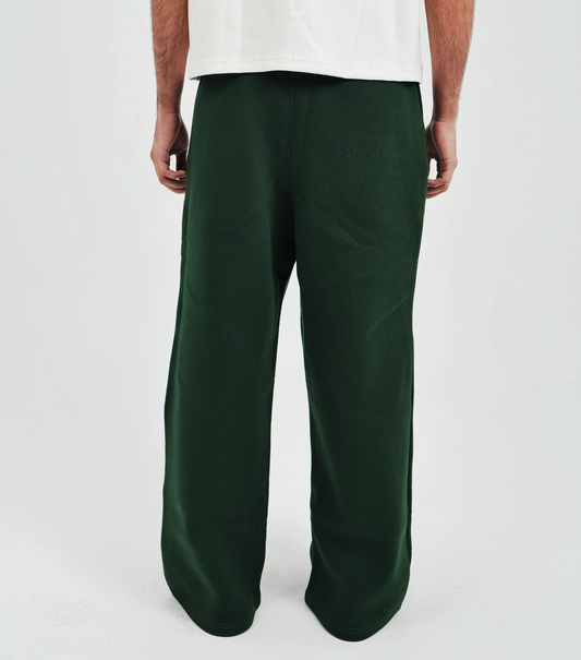 Unisex Olive Green Cotton Sweatpants - High Waist, Loose Fit
