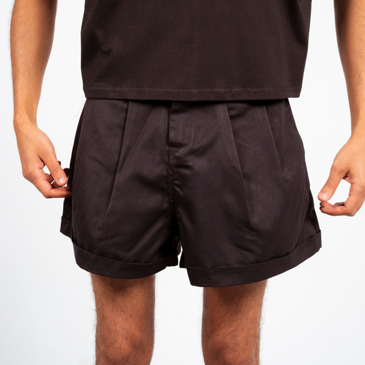 Boxer Pleated Shorts - Black