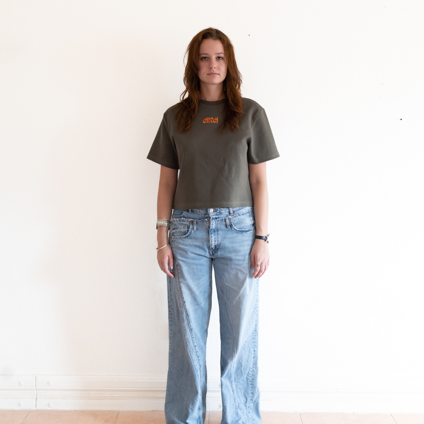 Boxy Cropped Tee - Olive