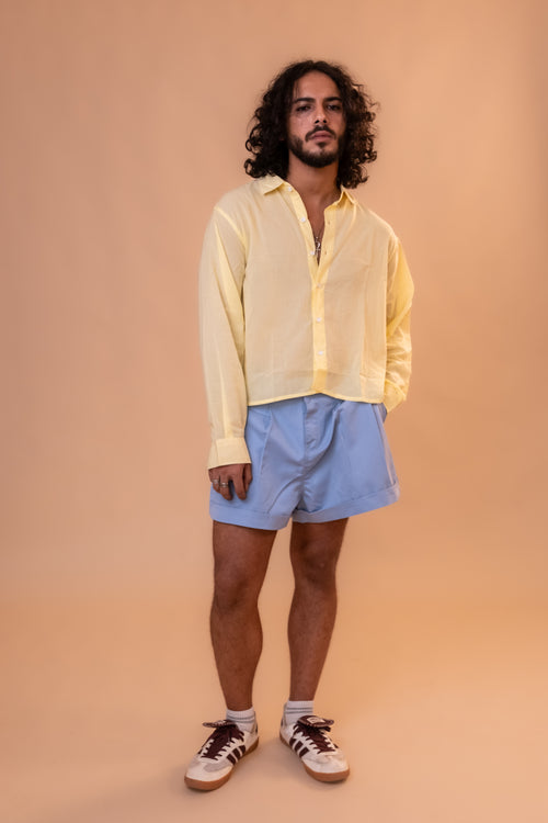 Boxer Pleated Shorts - Sky Blue