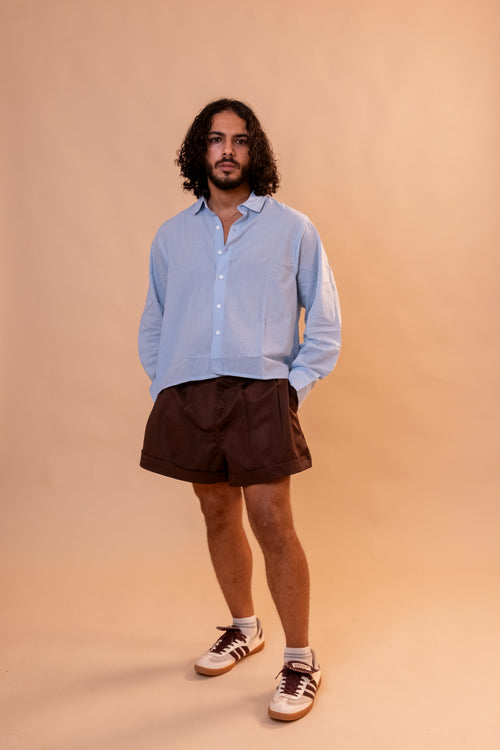 Boxer Pleated Shorts - Brown