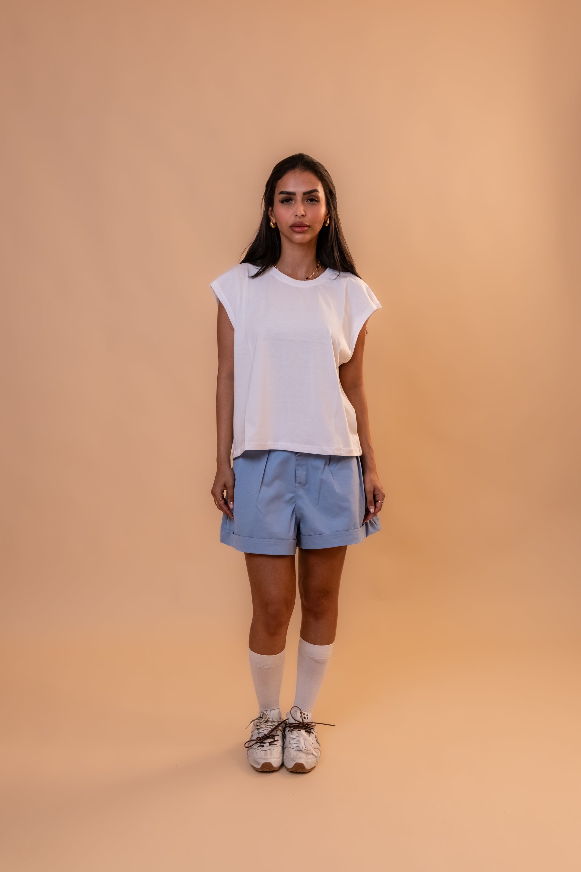 Boxer Pleated Shorts - Sky Blue
