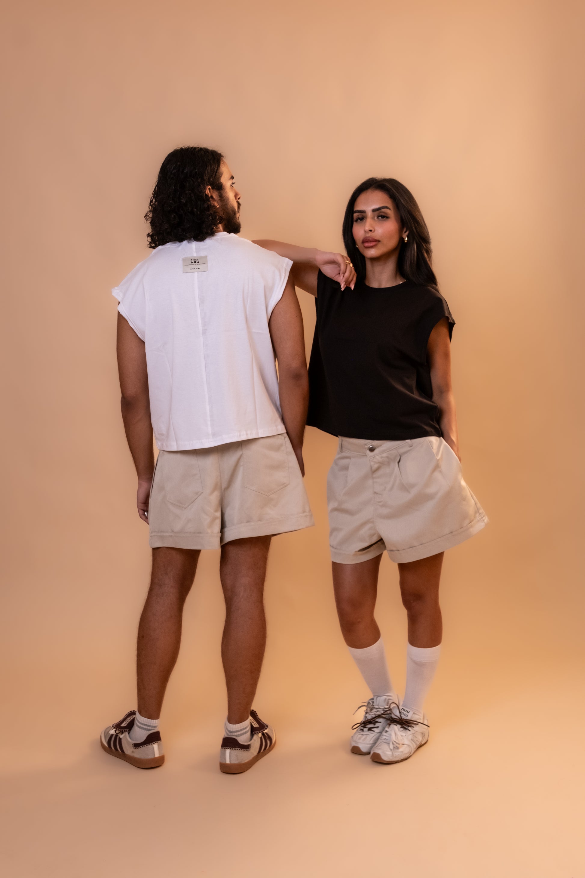 Boxer Pleated Shorts - Beige