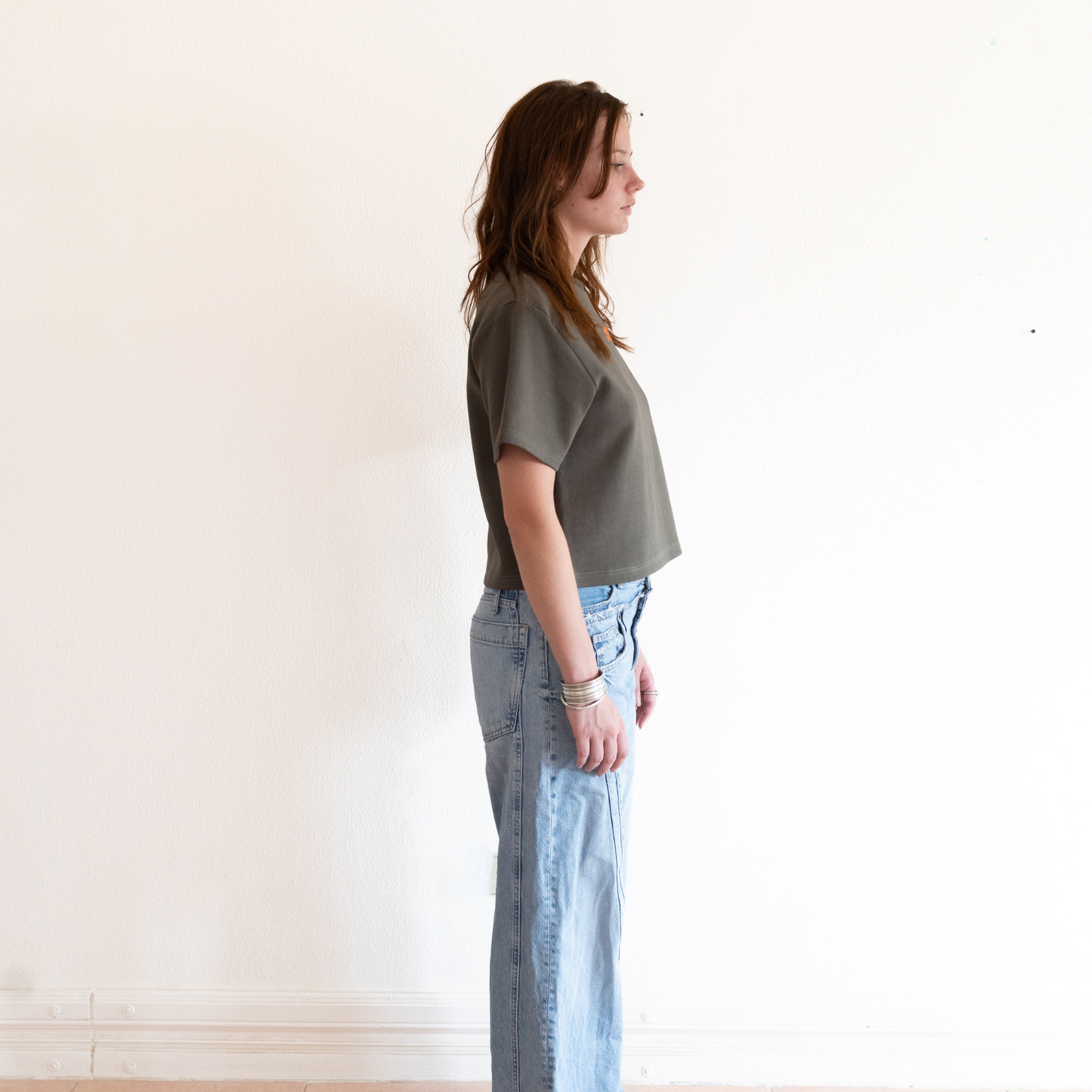 Boxy Cropped Tee - Olive