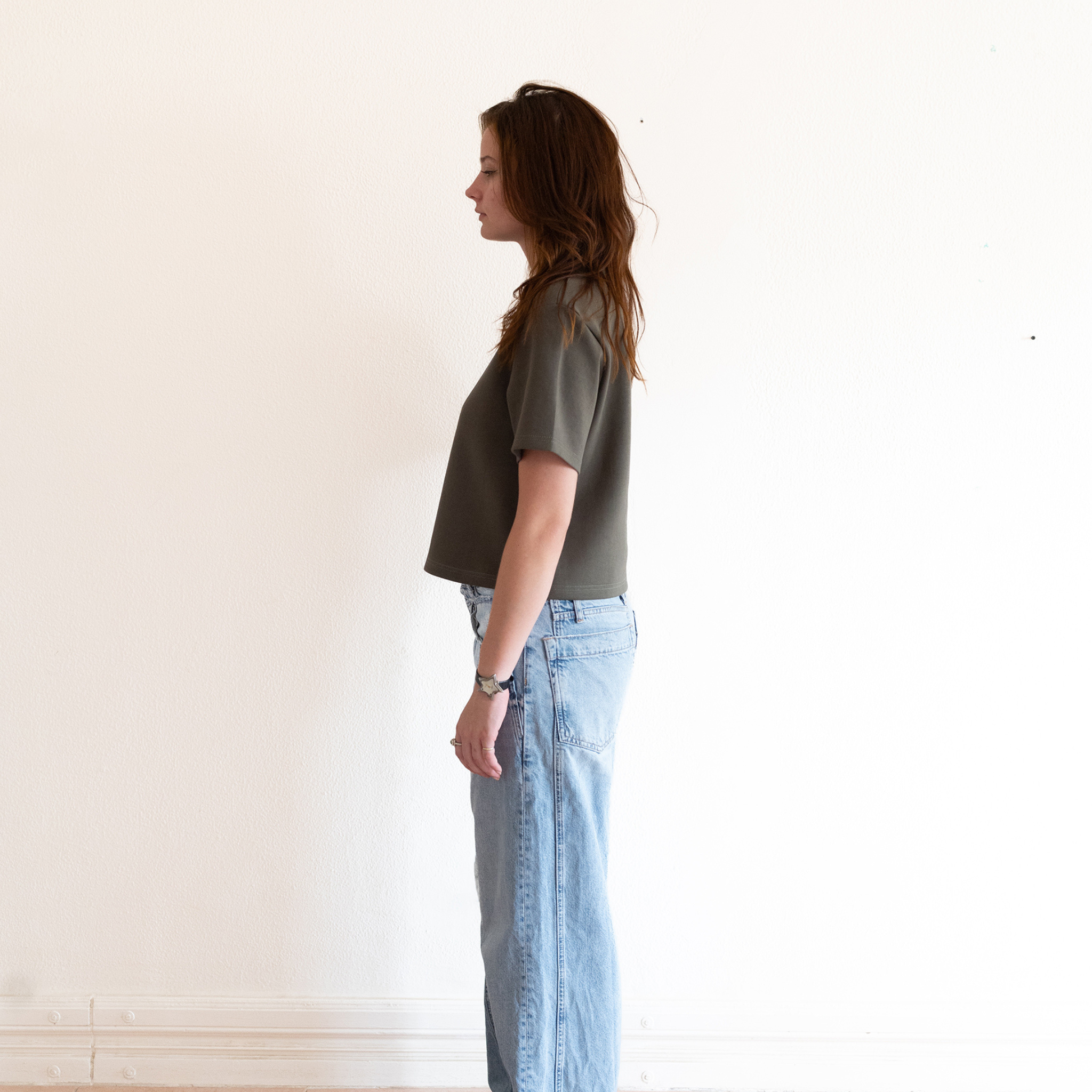 Boxy Cropped Tee - Olive