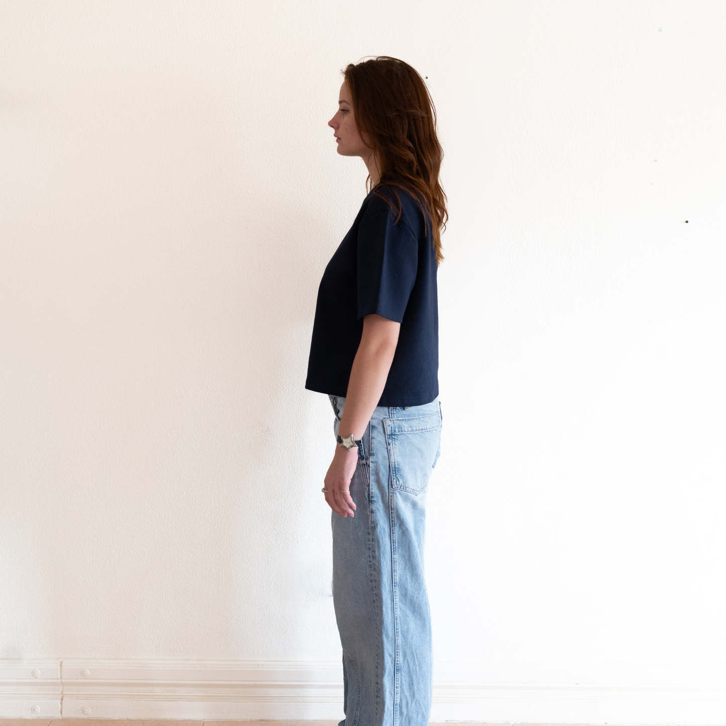 Boxy Cropped Tee - Navy