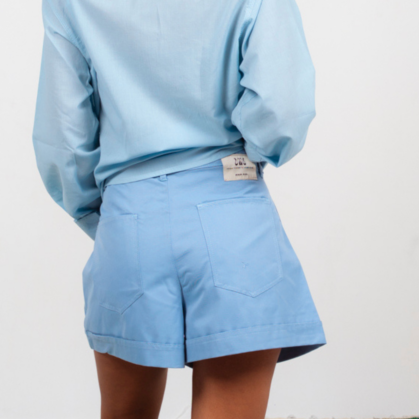 Boxer Pleated Shorts - Sky Blue