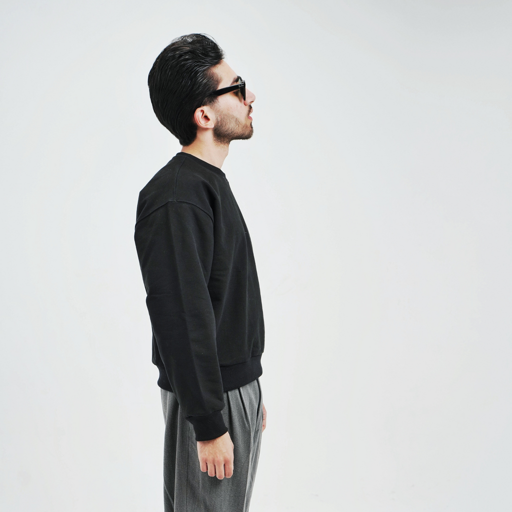 Unisex Boxy Fit Embroidered Crewneck Sweater - 100% Cotton