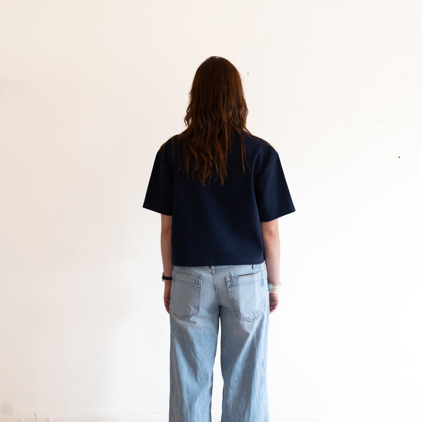 Boxy Cropped Tee - Navy
