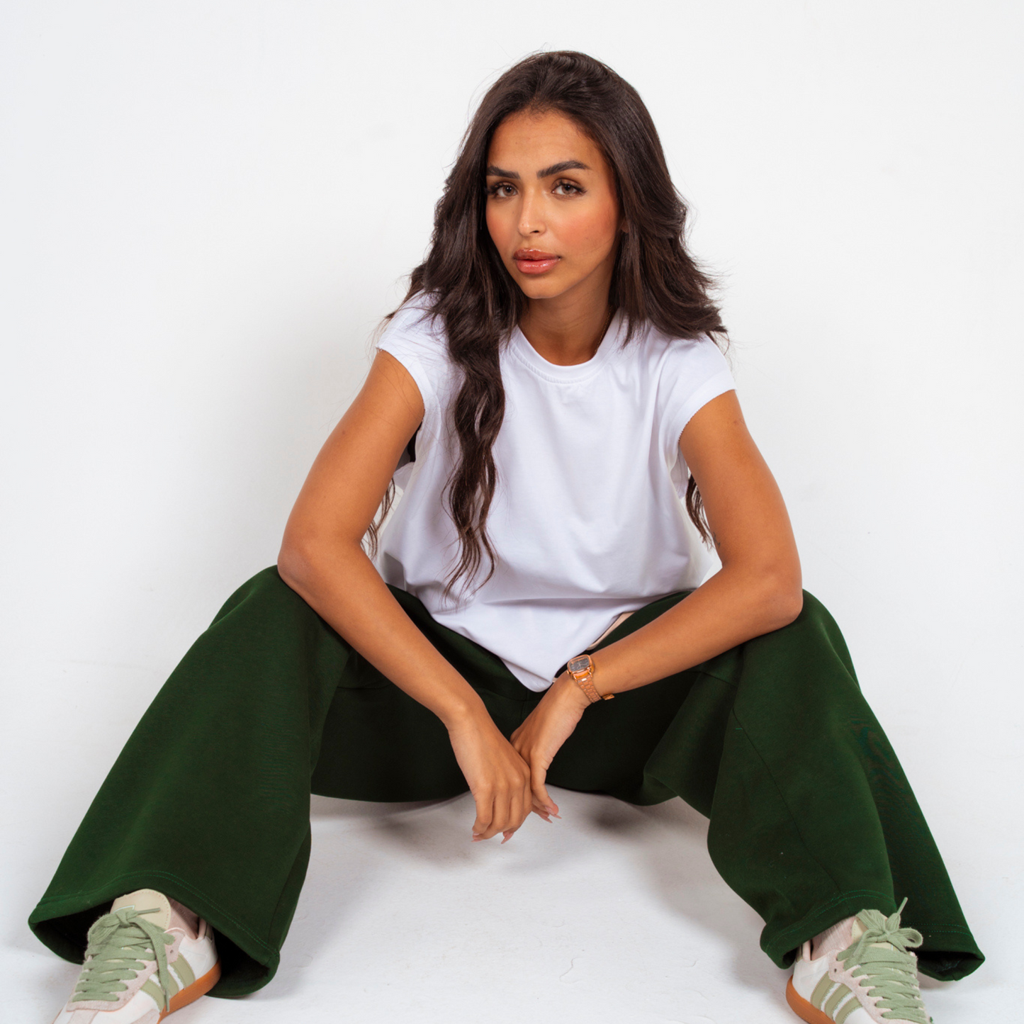 Unisex Olive Green Cotton Sweatpants - High Waist, Loose Fit