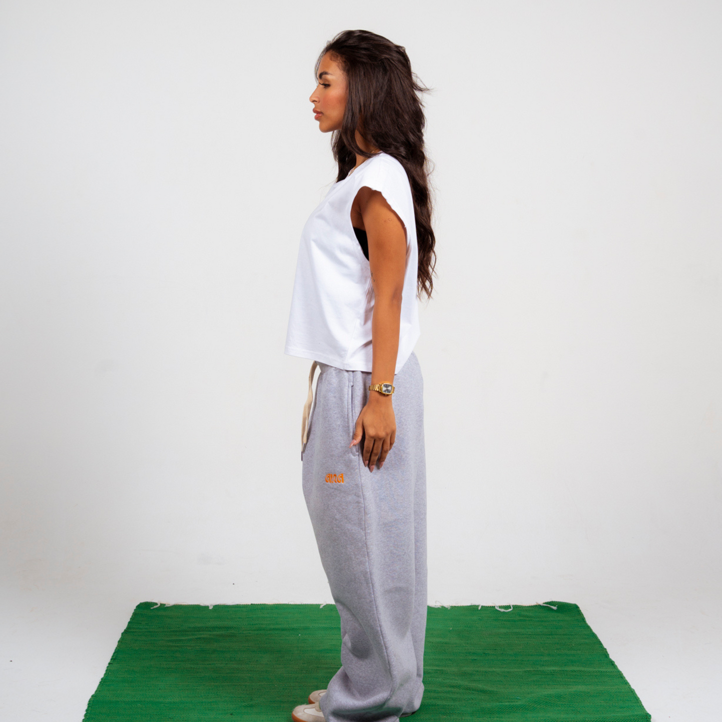 Unisex Grey Cotton Sweatpants - High Waist, Loose Fit