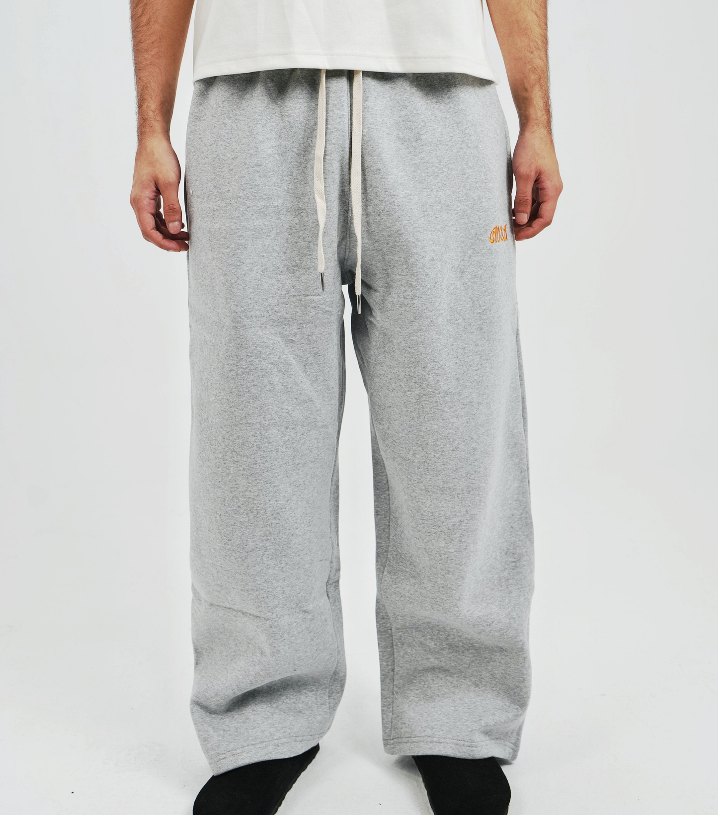 Unisex Grey Cotton Sweatpants - High Waist, Loose Fit