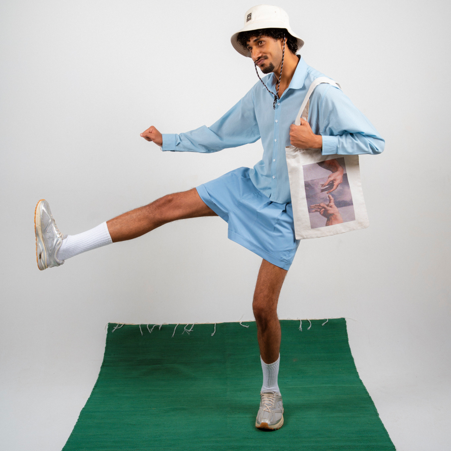 Boxer Pleated Shorts - Sky Blue