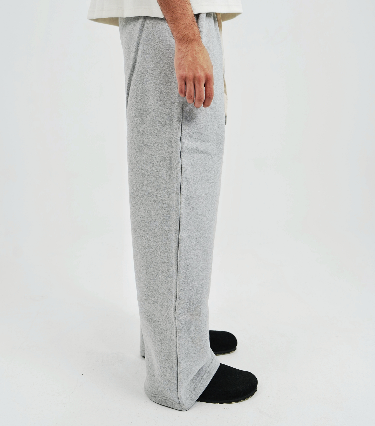 Unisex Grey Cotton Sweatpants - High Waist, Loose Fit