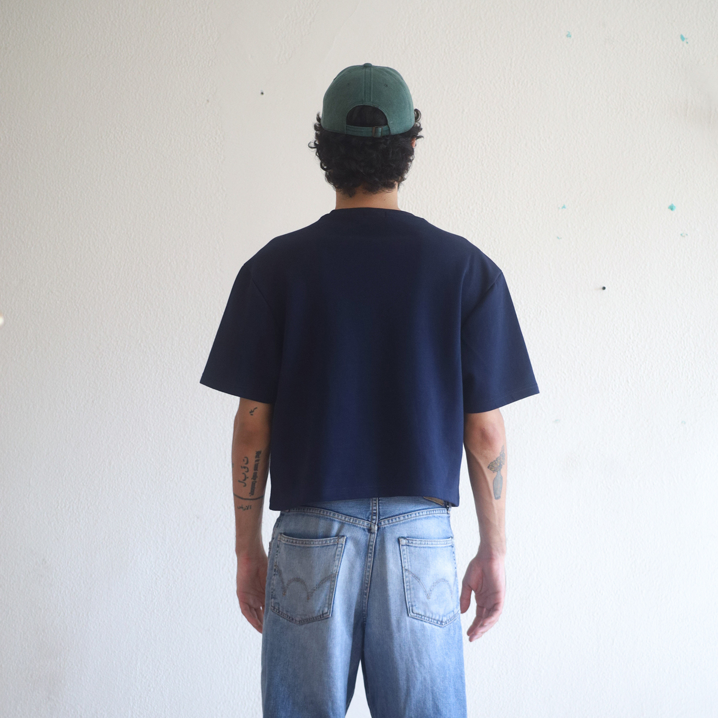 Boxy Cropped Tee - Navy