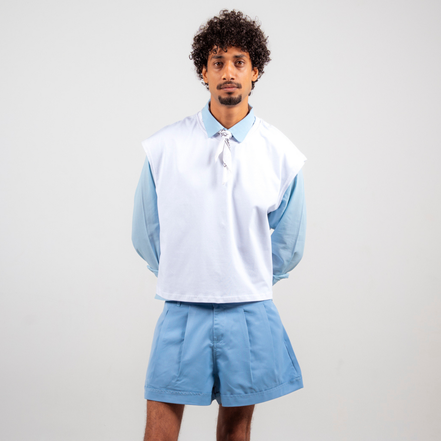 Boxer Pleated Shorts - Sky Blue