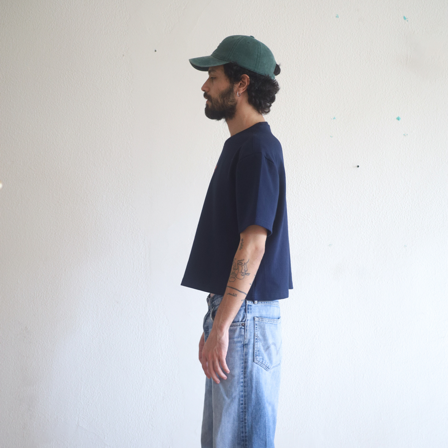 Boxy Cropped Tee - Navy