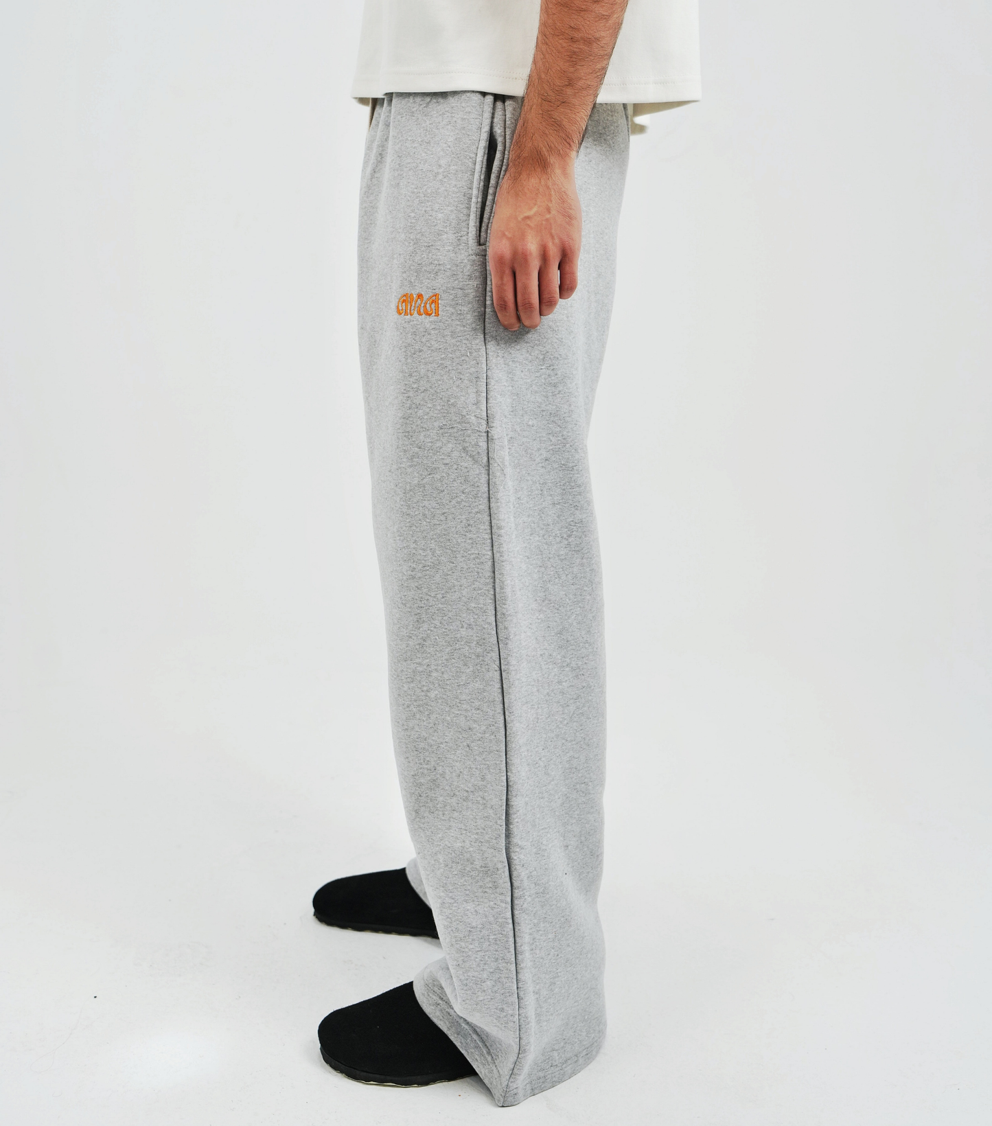 Unisex Grey Cotton Sweatpants - High Waist, Loose Fit