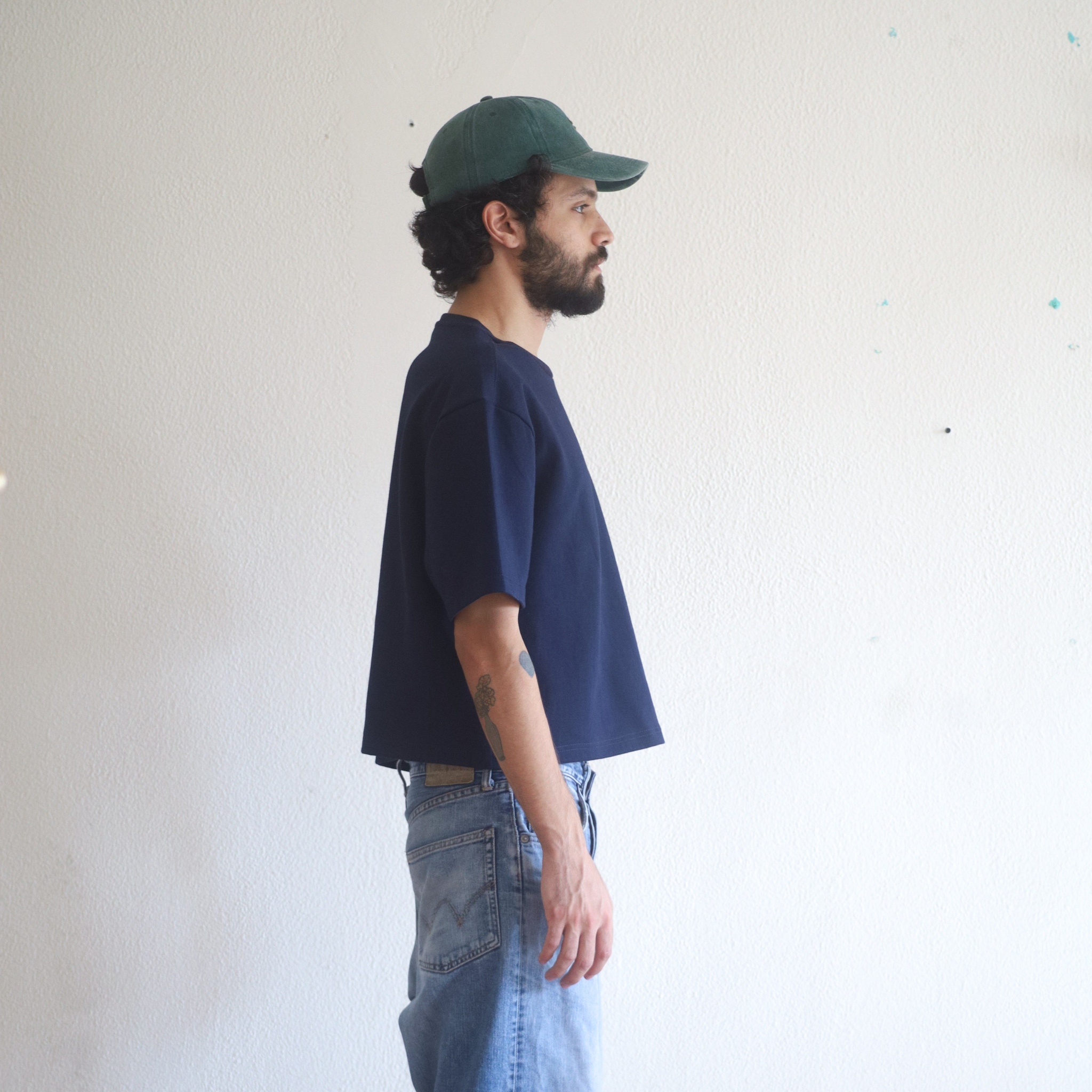 Boxy Cropped Tee - Navy