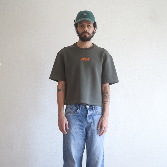 Boxy Cropped Tee - Olive